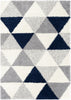 Reily Mid-Century Modern Geometric Triangle Pattern Blue Shag Rug