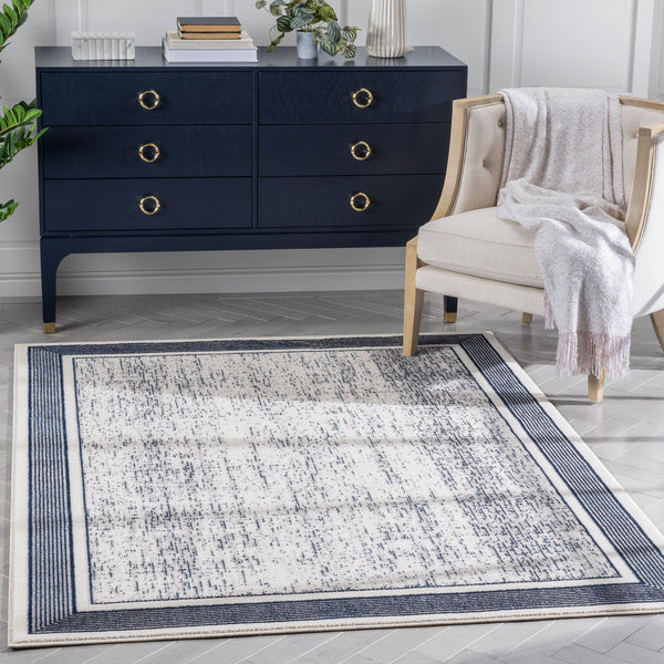 Filippa Border Distressed Blue Rug