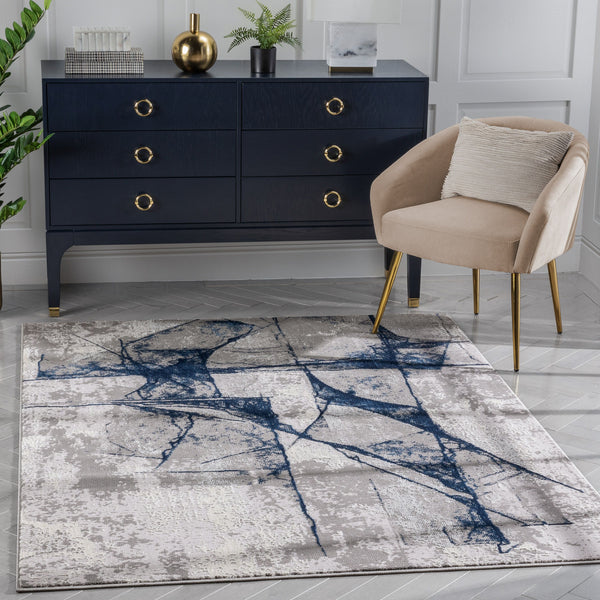 Allegra Abstract Distressed Blue Rug