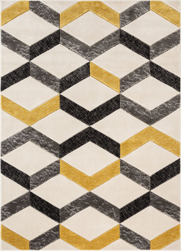 Millie Gold Modern Zigzag Geometric 3D Textured Rug
