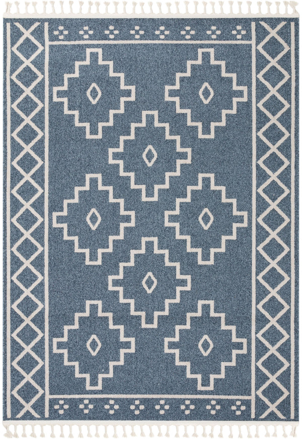 Mica Southwestern Tribal Geometric Denim Blue Kilim-Style Rug