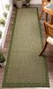 Odin Solid & Striped Border Indoor Outdoor Green Flat-Weave Rug