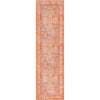 Gila Machine Washable Vintage Bohemian Medallion Oriental Orange Flat-Weave Distressed Rug